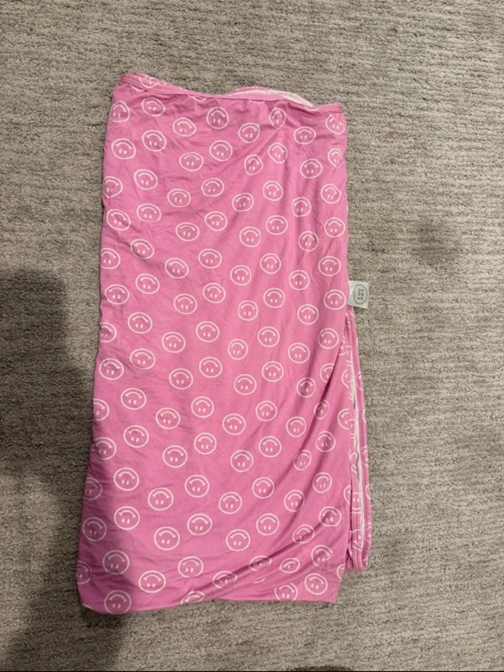 Pink Smiley Pattern Baby Swaddle Blanket - Soft Jersey Wrap
